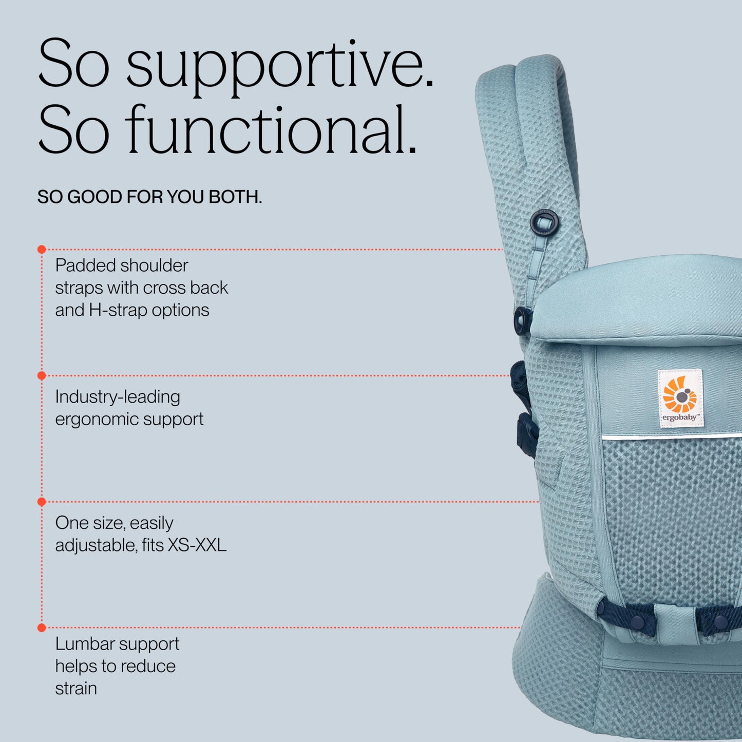 Ergobaby Adapt SoftFlex Mesh beebikandekott, Slate Blue, 0–48 kuud