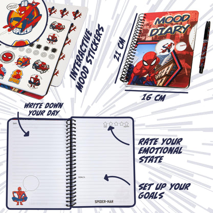 Marvel Spiderman emotion diary with stickers, 82 pages