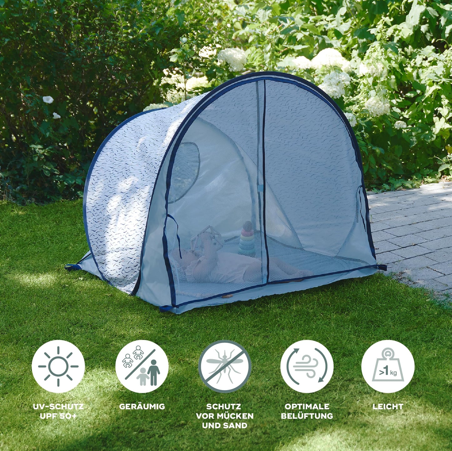 Babymoov rannatelk Blue Waves, UPF 50+, Pop-Up, UV-kaitse