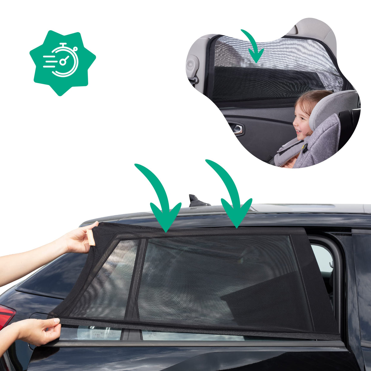 Badabulle autoakende päikesekaitse 2 tk, must, B070001