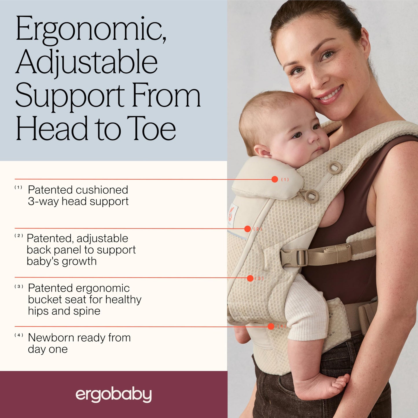 Ergobaby Adapt SoftFlex Mesh beebikandekott, Slate Blue, 0–48 kuud