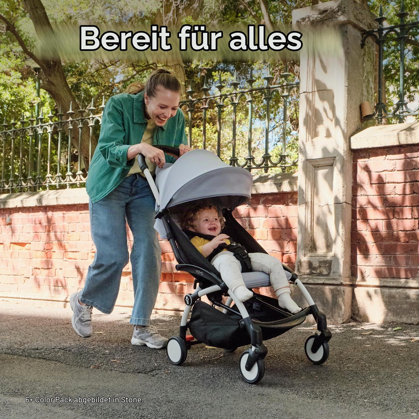 Stokke YOYO3 kergkäru/jalutuskäru, 6+ kuud, valge raam, Taupe kangad + vihmakile
