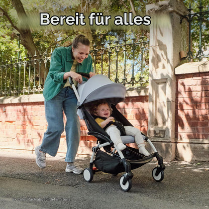 Stokke YOYO3 kergkäru/jalutuskäru, 6+ kuud, valge raam, Taupe kangad + vihmakile