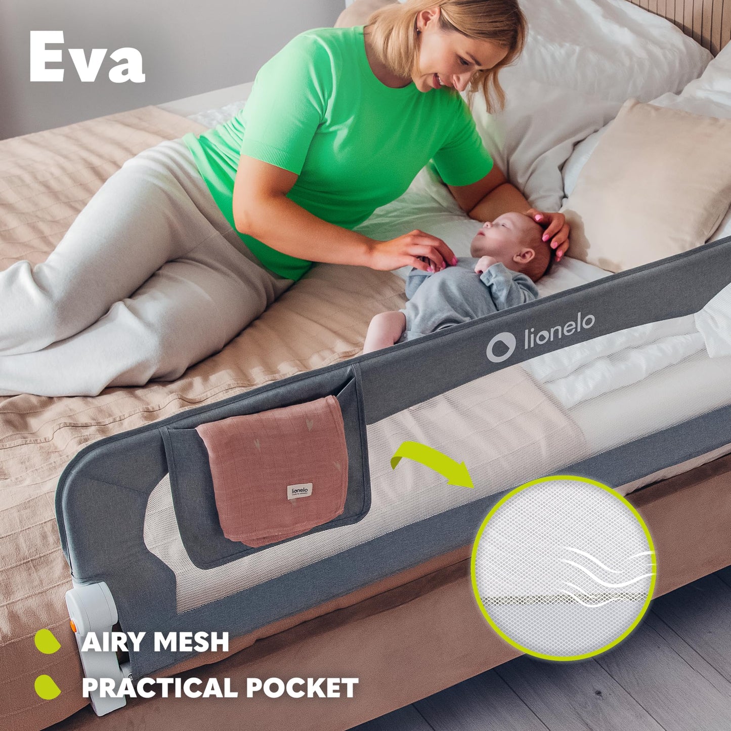 Lionelo Eva universaalne voodipiire 150 × 42 cm, hall