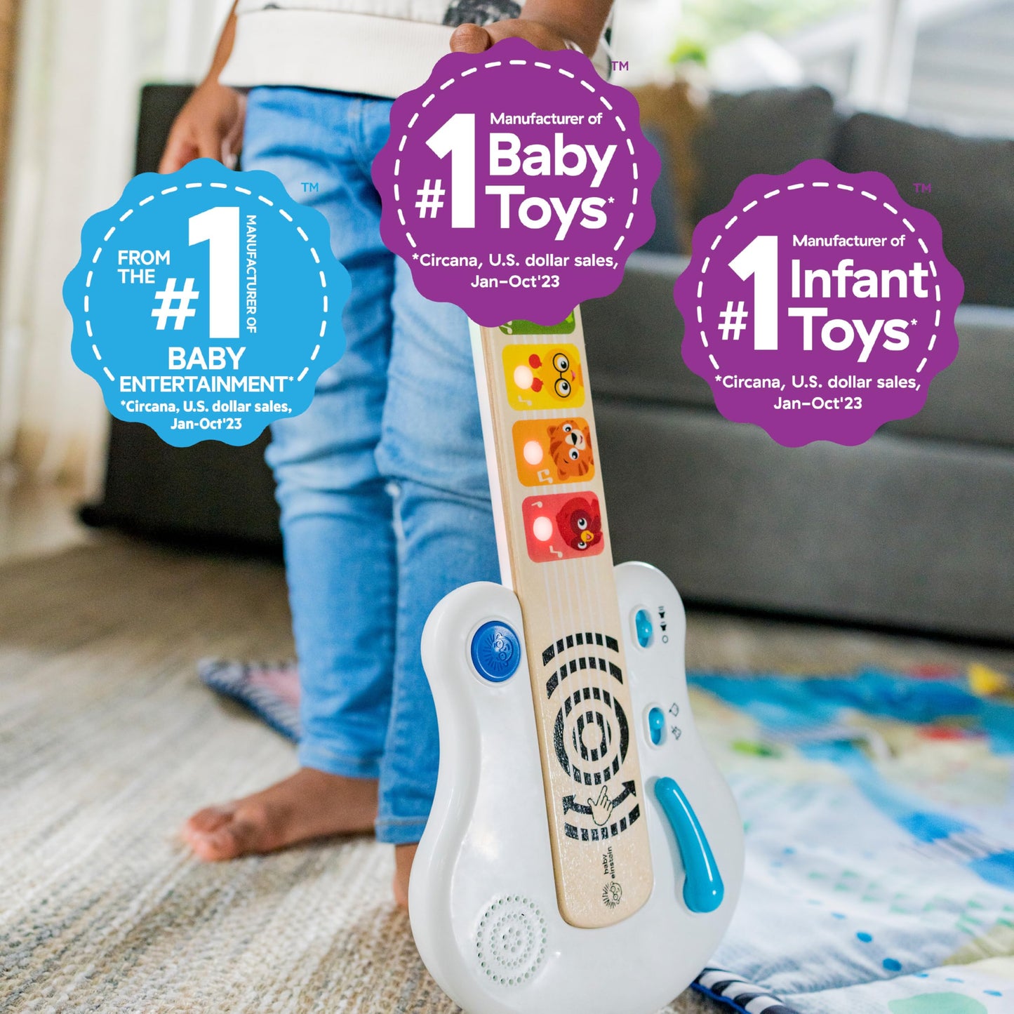 HAPE Baby Einstein Magic Touch puidust mängukitarr heliefektide ja valgusega, 12+ kuud