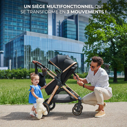Kinderkraft ESME 3-in-1 vankrikomplekt kandekorvi, jalutuskäru ja i-Size turvahälliga, Moonlight Grey