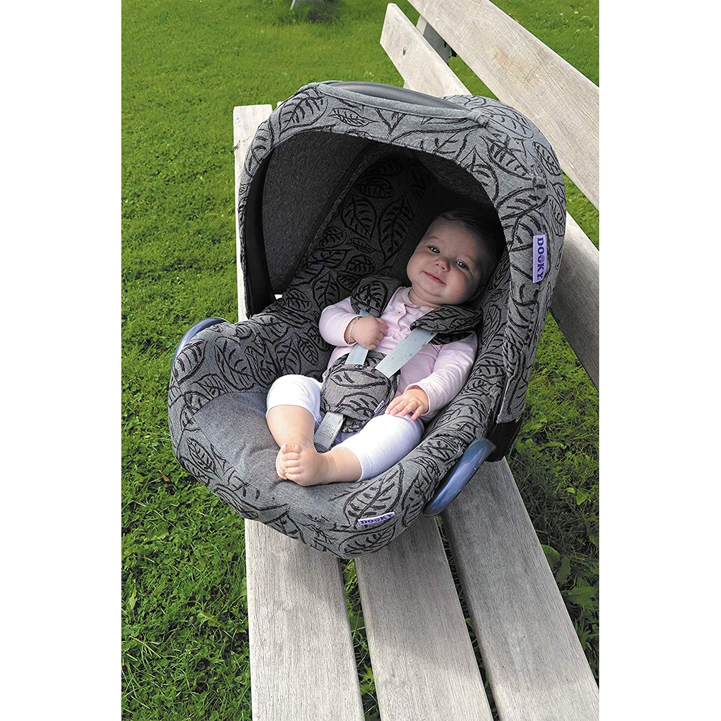 Dooky universaalsed turvavöö pehmendused “Dandelion” – beebitoolile, vankrile ja turvatoolile, valged