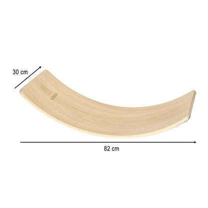 Montessori tasakaalulaud lastele, naturaalne puit halli vildiga (82 × 30 cm)