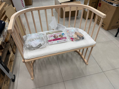 babybay Original vooditasku pöögipuust, naturaalne + voodipehmendus (mesh), lina ja madrats