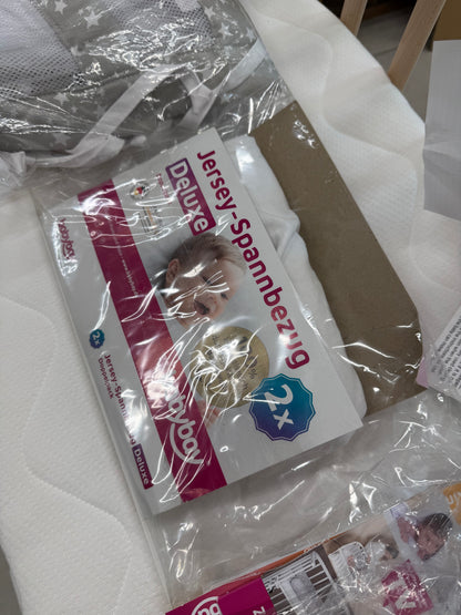 babybay Original vooditasku pöögipuust, naturaalne + voodipehmendus (mesh), lina ja madrats