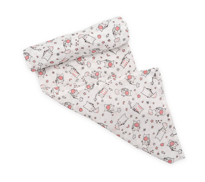 Ti TIN 100% puuvillane musliintekk beebidele “Cats” disainiga, 120 × 120 cm, roosa