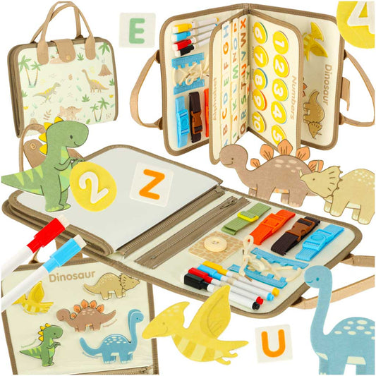 Vildist sensoorne tegelustahvel dinosaurus – Montessori kohver