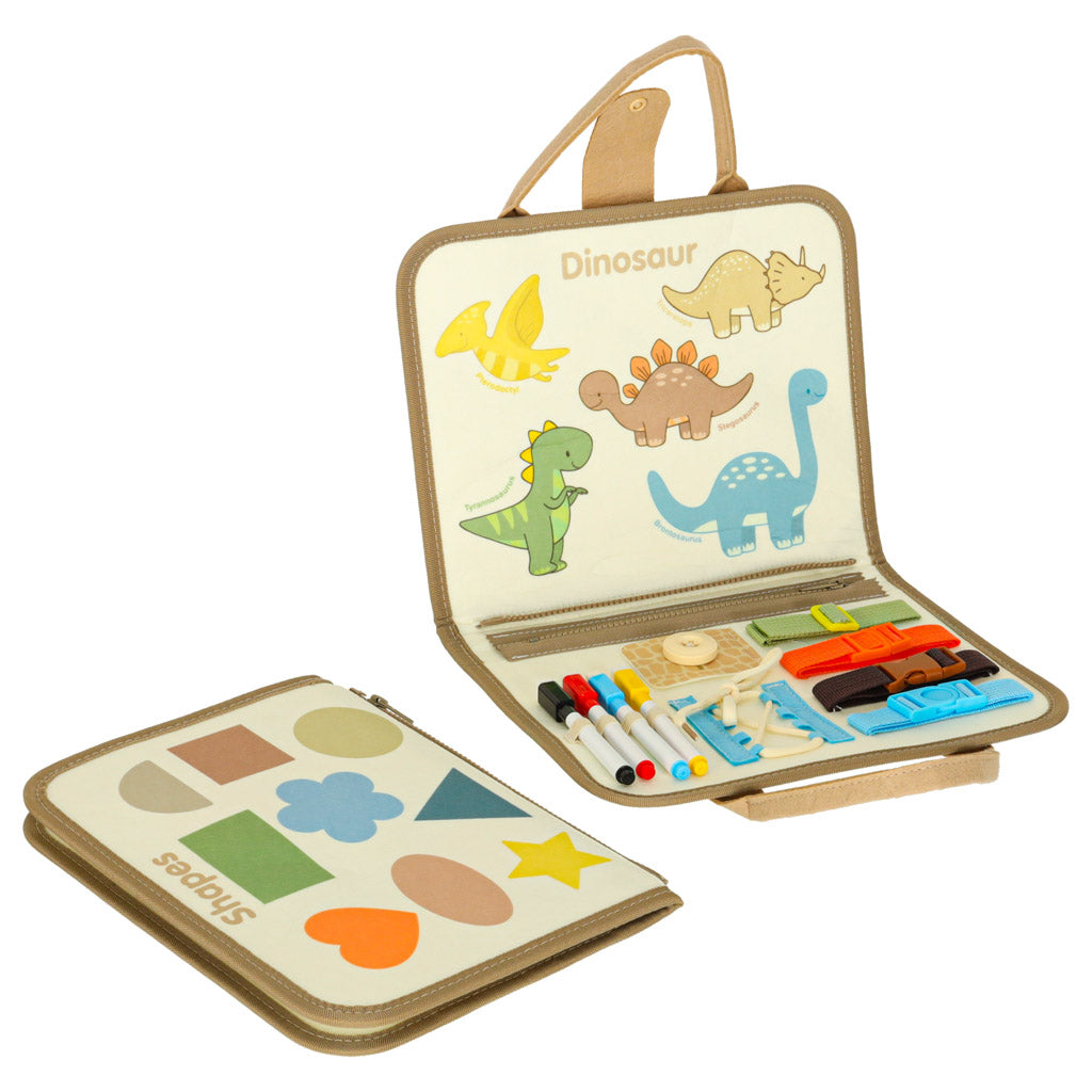 Vildist sensoorne tegelustahvel dinosaurus – Montessori kohver