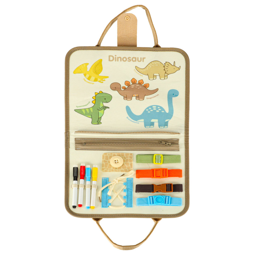 Vildist sensoorne tegelustahvel dinosaurus – Montessori kohver