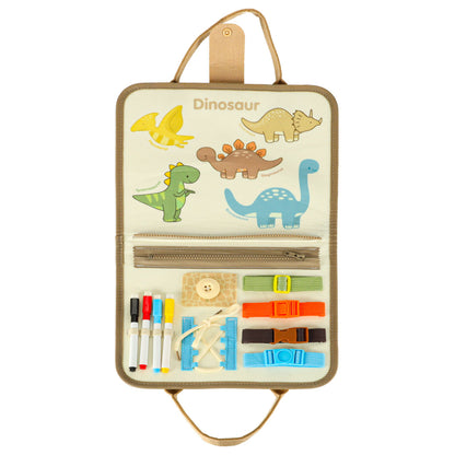 Vildist sensoorne tegelustahvel dinosaurus – Montessori kohver