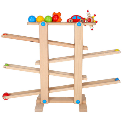 Puidust Montessori kuulirada XXL auto ja 4 kuuliga (alates 3. eluaastast)
